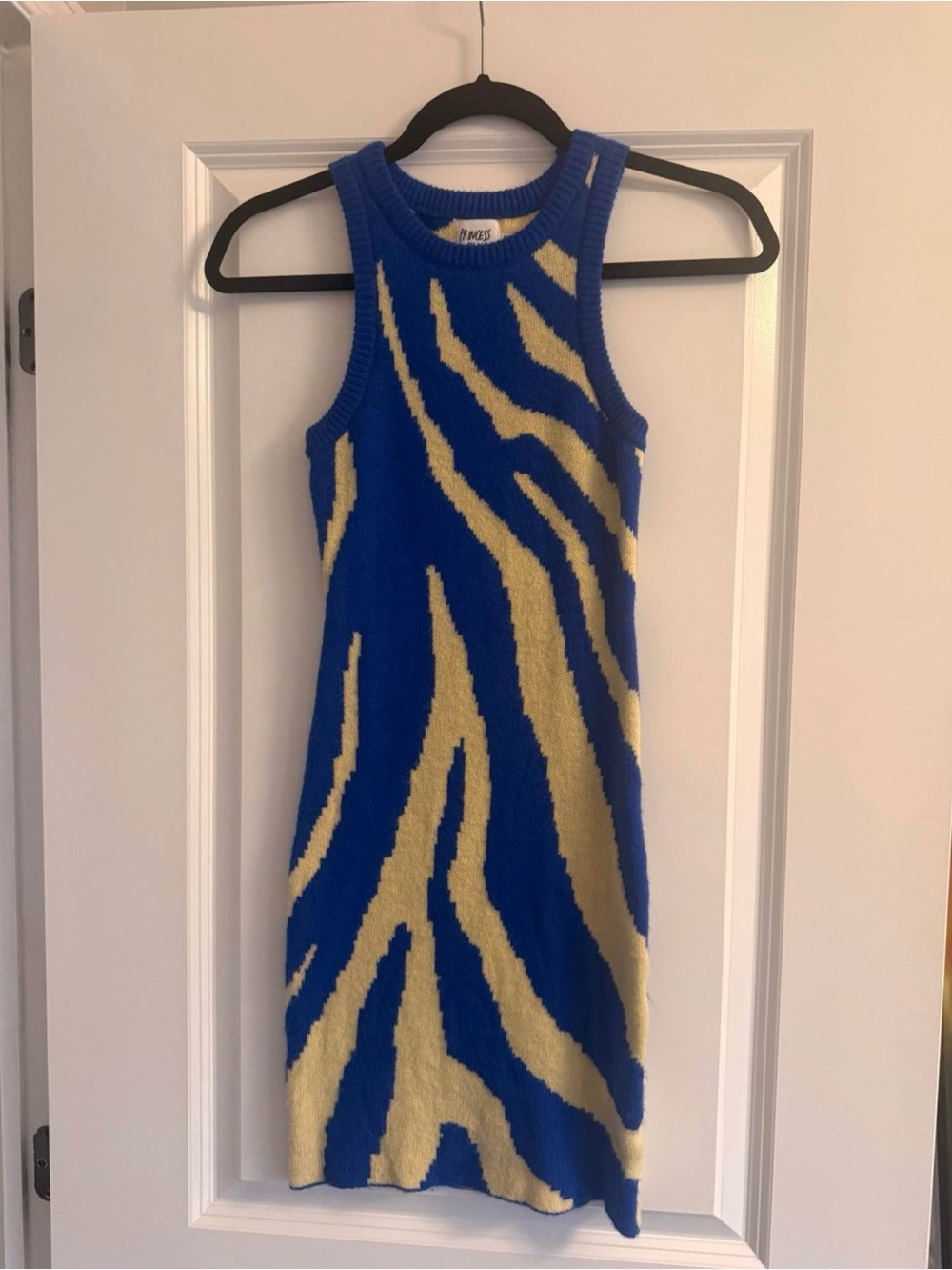 Princess Polly Blue and Yellow Zebra Knit Tank Dress
